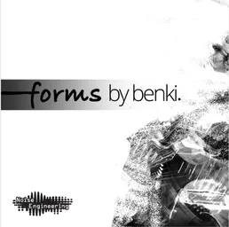 Abstract black and white sparks and smoke, the Noise Engineering logo, and text that says "forms by benki" | A playground of sounds sample pack from benki and Noise Engineering