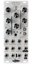 Ataraxic Iteritas Alia module in silver with UFO icon. 7 knobs on top, two switches on the right, and jacks on the bottom.  Oscillator platform in 10HP | Noise Engineering