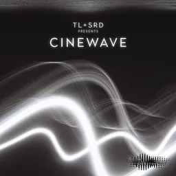 Black and white rendering of smoke with text reading "tl and srd presents cinewave" | Cinematic sample pack from Tori Letzler, Steve Davis, and Noise Engineering