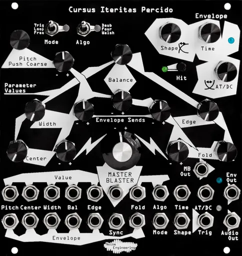 Wavetable Eurorack voice with modulation matrix and One Knob to Rule Them All in black | Cursus Iteritas Percido by Noise Engineering