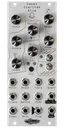 Debel Iteritas Alia 10HP additive phase-modulation voice in silver. 7 knobs on top with two switches below and jacks on bottom. A bell icon near the top. | Noise Engineering