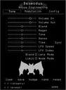 Desmodus plugin for VST, AU, and AAX in white. On the Tone page are main parameters that set the sound of the reverb. Presets are also controlled here. An upright large bat at the bottom signifies that sync mode is off. The Modulation page shows modulation and routing parameters for LFO1. On the Configuration page set the size and update your graphics preferences (color and fire) here or click the help tab to get help and manuals. | Noise Engineering