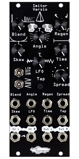 Stereo-in, stereo-out 12-tap multimode delay with clock sync and tap tempo plus DSP platform for Eurorack in black | Imitor Versio by Noise Engineering