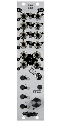 Four-channel trigger/gate/clock processor with three modes for Eurorack in silver | Jam Jam by Noise Engineering