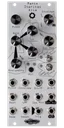 Manis Iteritas Alia 10HP gritty industrial voice in silver. 7 knobs on top with two switches below and jacks on bottom. A saw icon near the top. | Noise Engineering