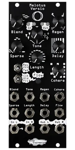 Melotus Versio granular texturizer in black panel | Noise Engineering