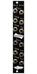 Nive Grad level shifter in black. The top half has two input jacks with two +12 and two +24 dB outputs. The bottom has two input jacks and two -12 and two -24 dB outputs. | Noise Engineering