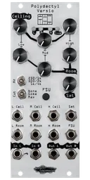 Polydactyl Versio in silver Eurorack compressor module with knobs at top and jacks at bottom. | Noise Engineering