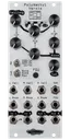 Polydactyl Versio in silver Eurorack compressor module with knobs at top and jacks at bottom. | Noise Engineering