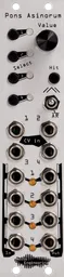 Pons Asinorum Eurorack module in silver with buttons and knob at top and jacks at bottom | Noise Engineering