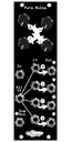 Pura Ruina black distortion and rectification Eurorack module with industrial art connecting four knobs at top with jacks and LEDs at bottom. | Noise Engineering