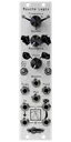 Roucha Legio Eurorack filter in silver with three knobs on top, two switches in the middle, and eight jacks on bottom with black art | Noise Engineering