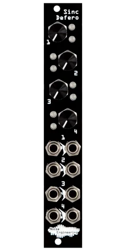 Four-channel buffered attenuator and mult with LEDs for Eurorack in black | Sinc Defero by Noise Engineering