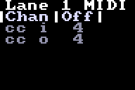 The MIDI tab of a CV lane's config