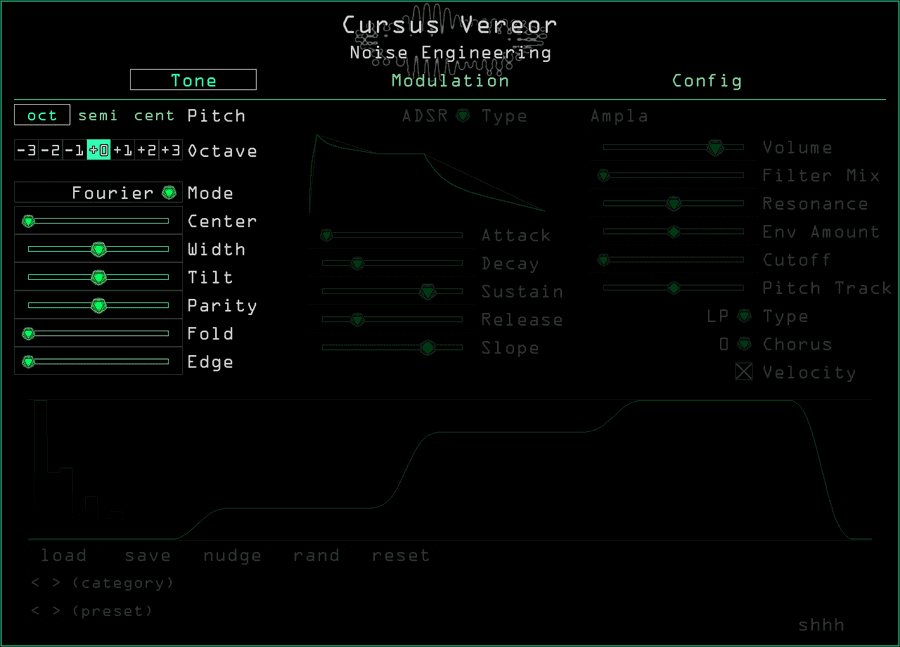 Cursus Vereor's timbre controls highlighted