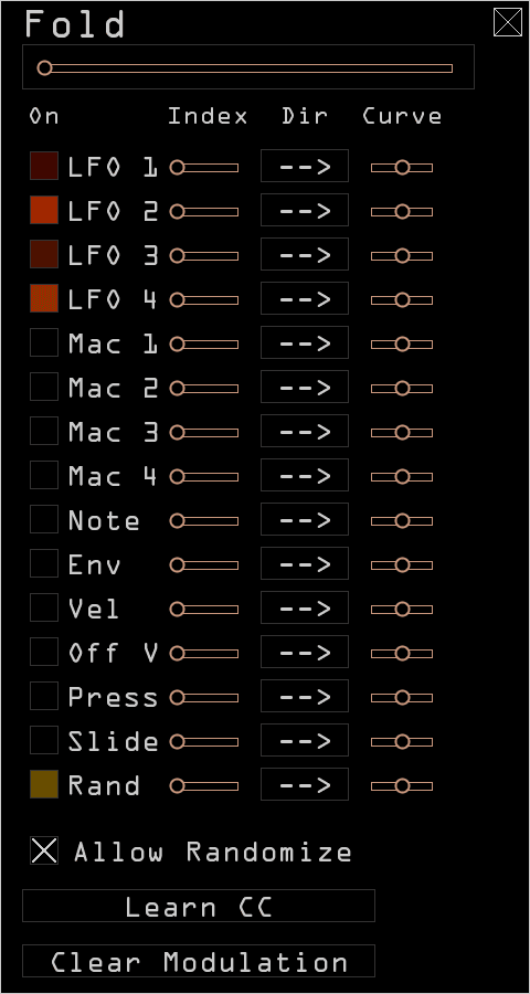 The context menu for modulation assignment