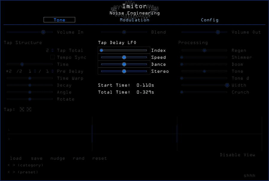 Imitor's tap LFO controls