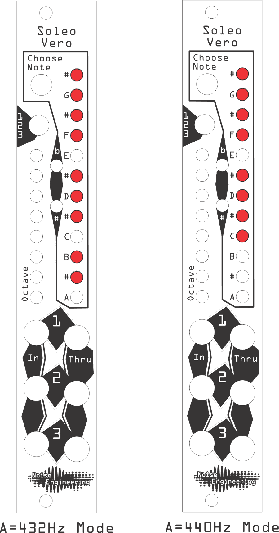 Illustration of Soleo Vero in 400 Hz mode and 432 Hz mode