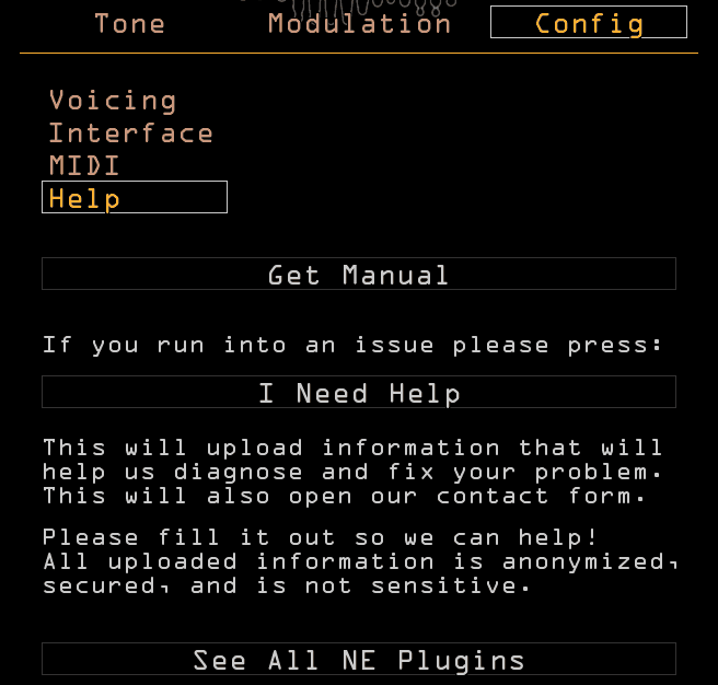 The Help page