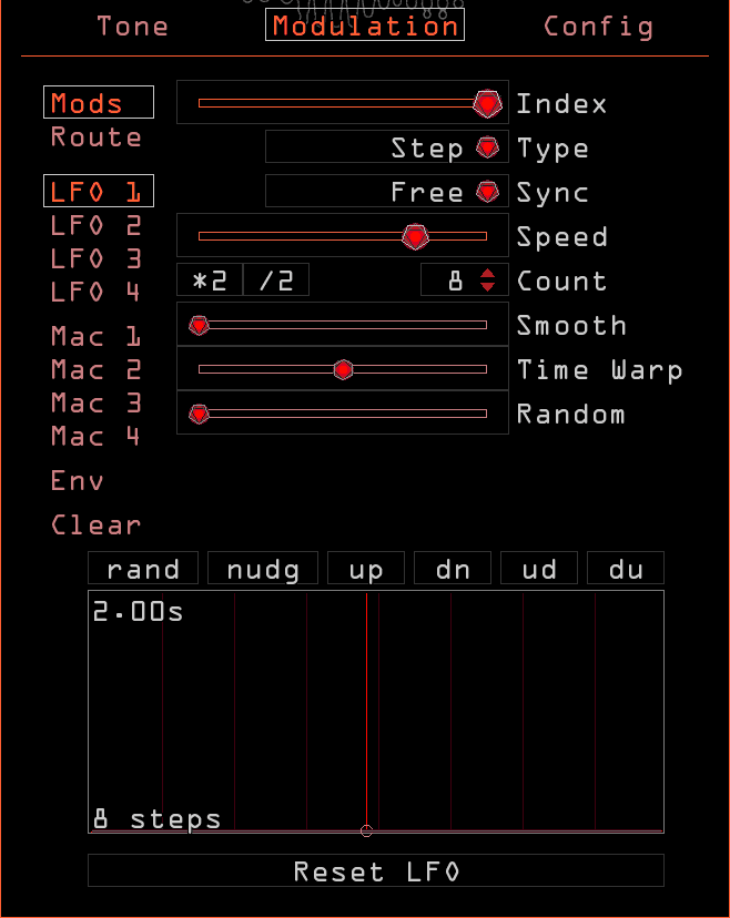 The LFO page with a Step LFO selected