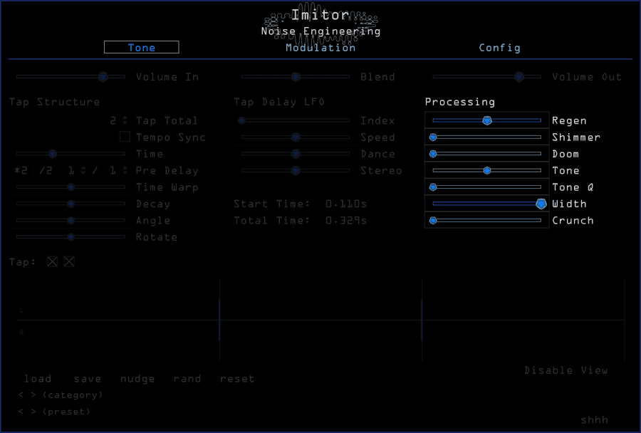 Imitor's delay processing controls