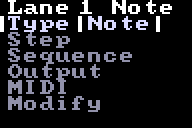 A lane's config screen with its output set to quantized CV for pitch