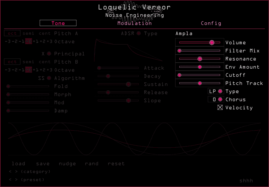 Loquelic Vereor's filter controls highlighted