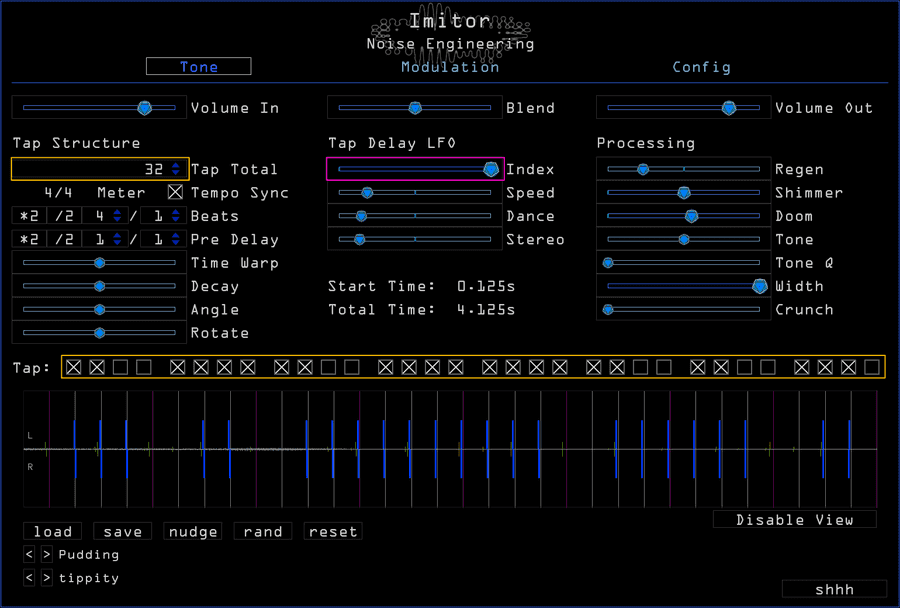 Imitors's tap and modulation controls highlighted