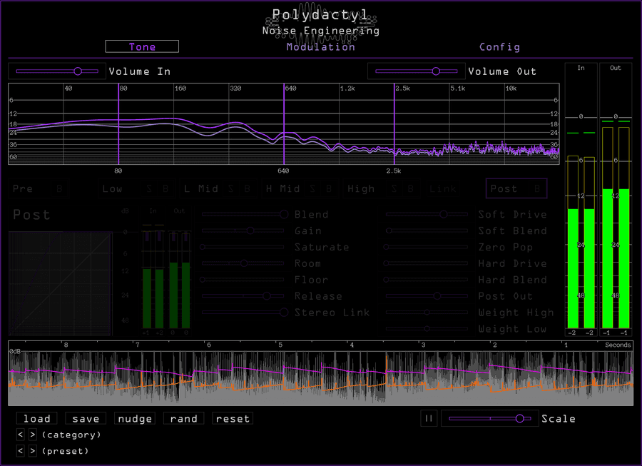 Poldyactyl's global controls and meters highlighted