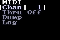 The global MIDI settings submenu