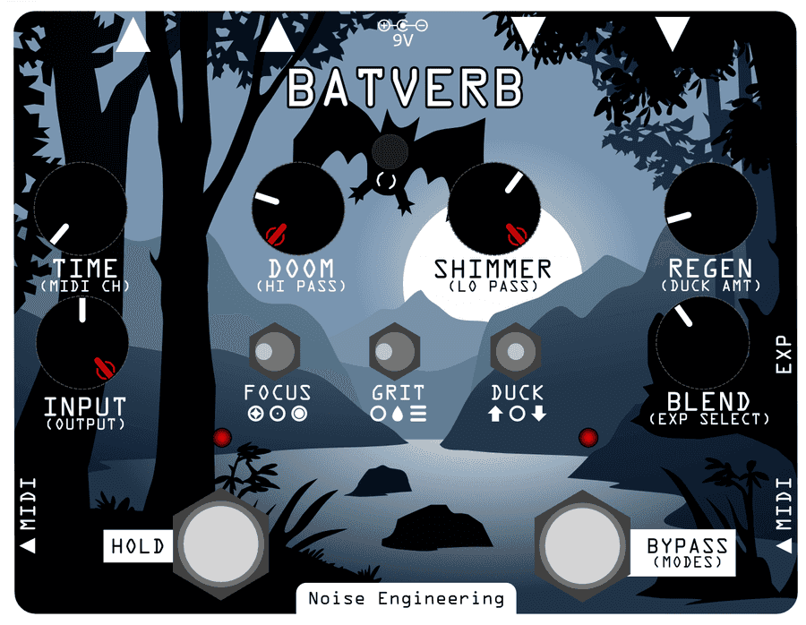 Batverb's knob and switch positions for the Celestial Synth Shimmer patch
