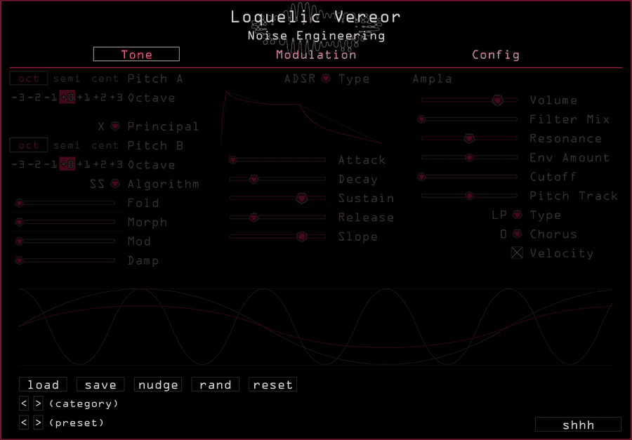 Loquelic Vereor's preset controls highlighted
