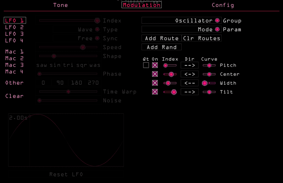 The modulated parameters column