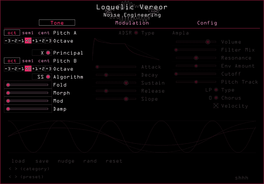 Loquelic Vereor's timbre controls highlighted